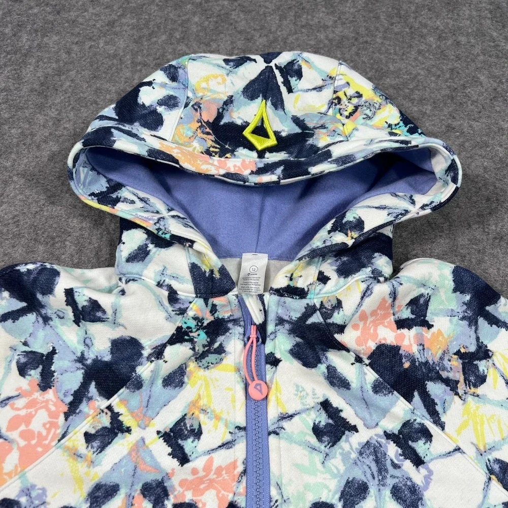 Ivivva‎ Lululemon Shibori Floral Indigo Hydrangea Blue Sea To Sky Hoodie Size 12